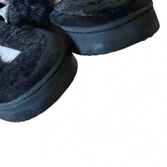 Nordstrom Abound open toe faux fur fuzzy slide slipper in black flat sole SZ 13 - Picture 5 of 8